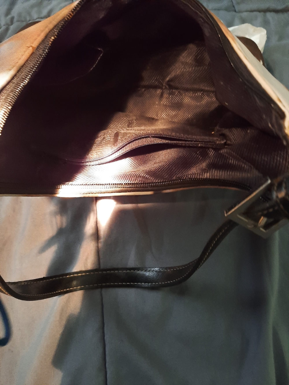 Printed Shoulder Bag with Black Trim and Strap - Picture 3 of 4